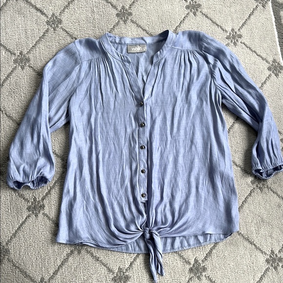 Blue Button-Up Women's Top - Picture 1 of 9